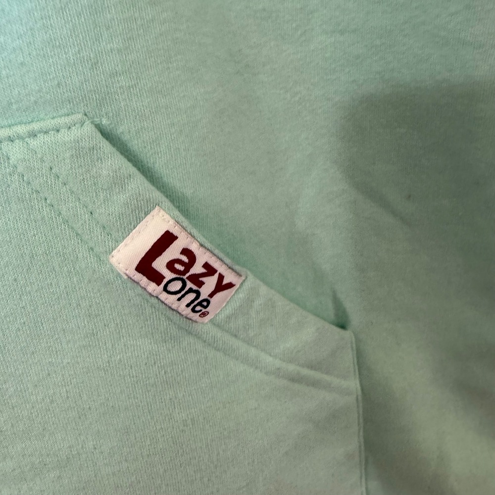 Lazy One Sleep Hoodie Women S/M Mint Green Good Dog Mom Graphic Oversized Pajama - Picture 4 of 9